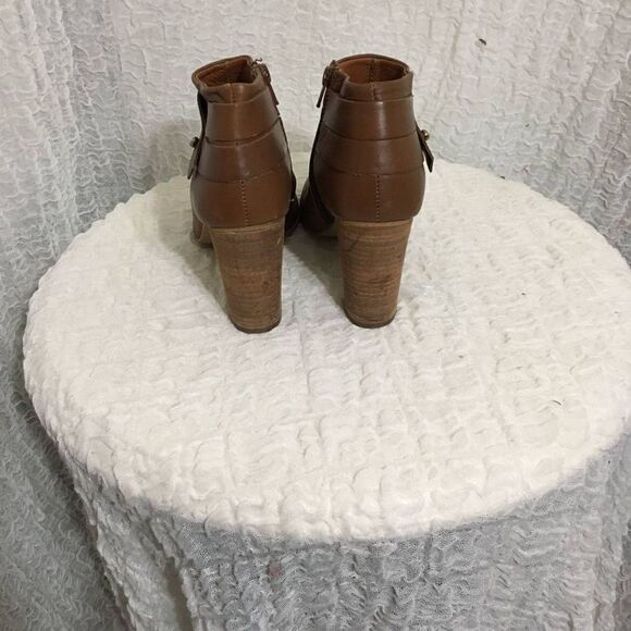 Steve Madden Brown Leather Open Toe Booties Size 9 - Picture 5 of 11